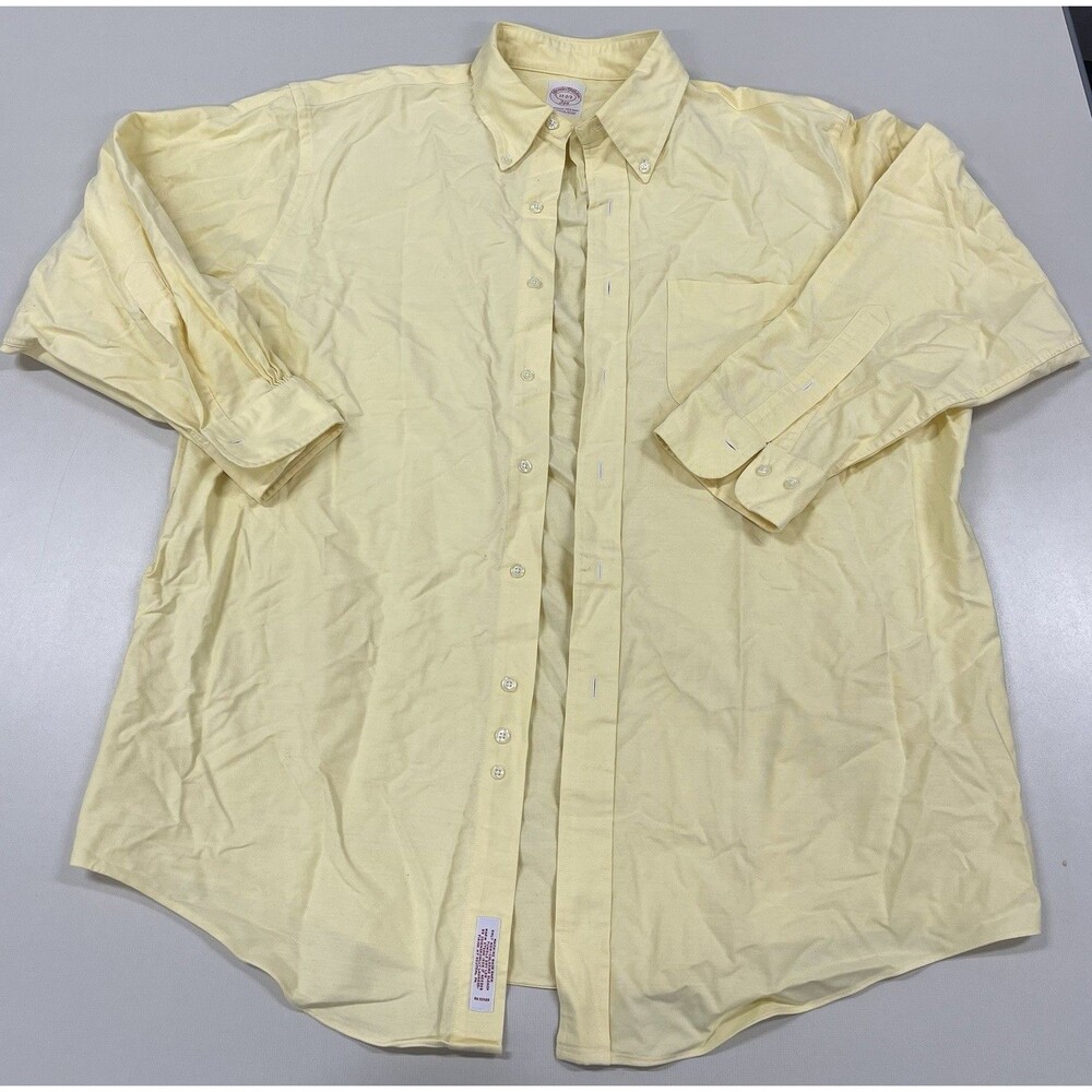 Brooks Brothers Men Original Polo Button Down Shirt Yellow Non-Iron 17 1/2 - 2/3
